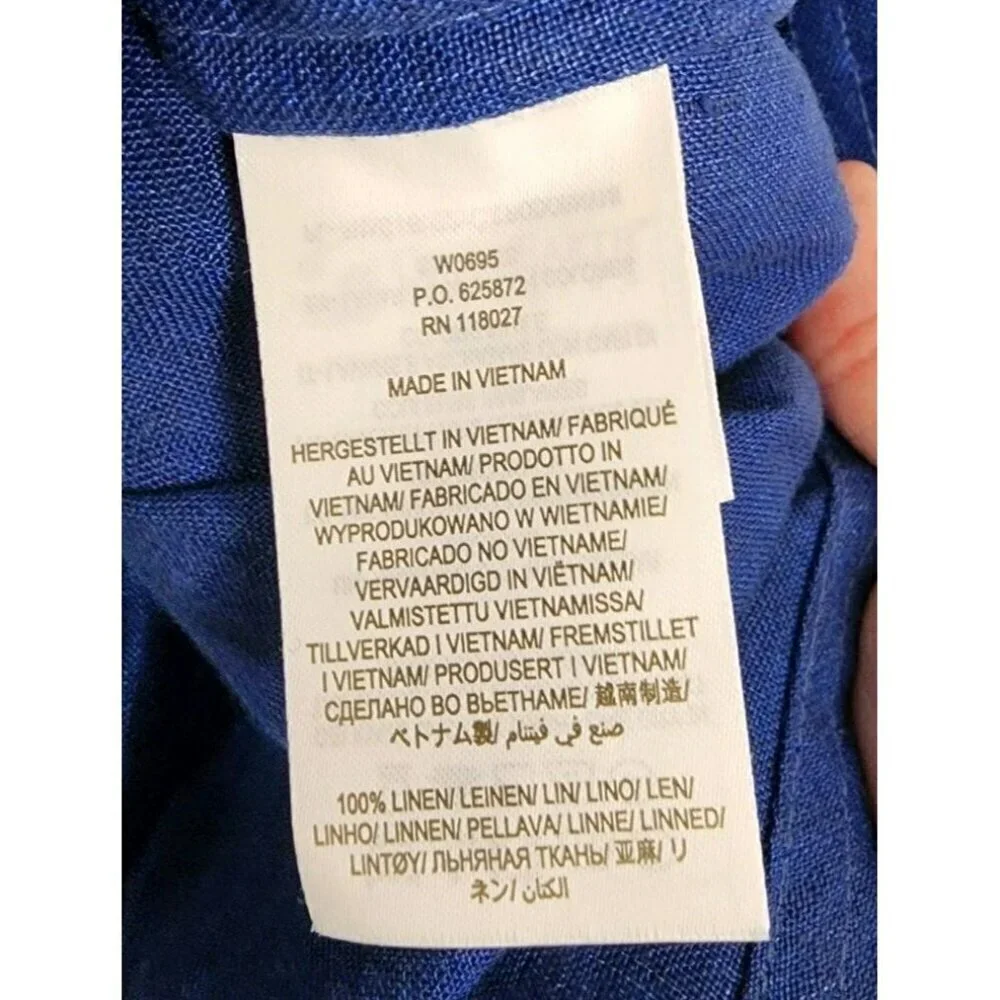 NWT Boden Size 10R Blue 100% Linen Button Shirt Light Jacket Pockets